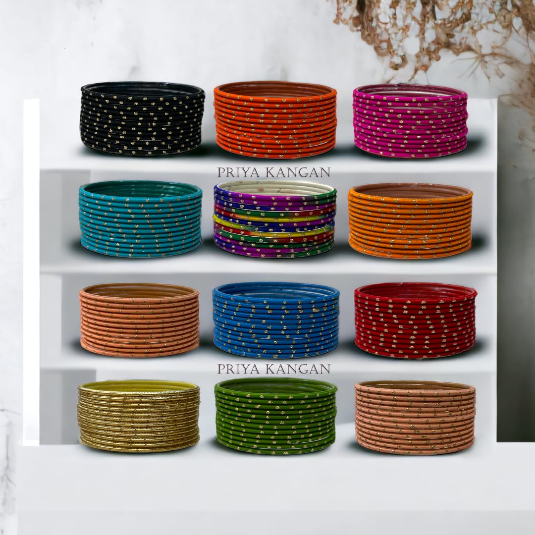 Exotic Nion Dot Matte Finish Metal Bangles For Indian Attires